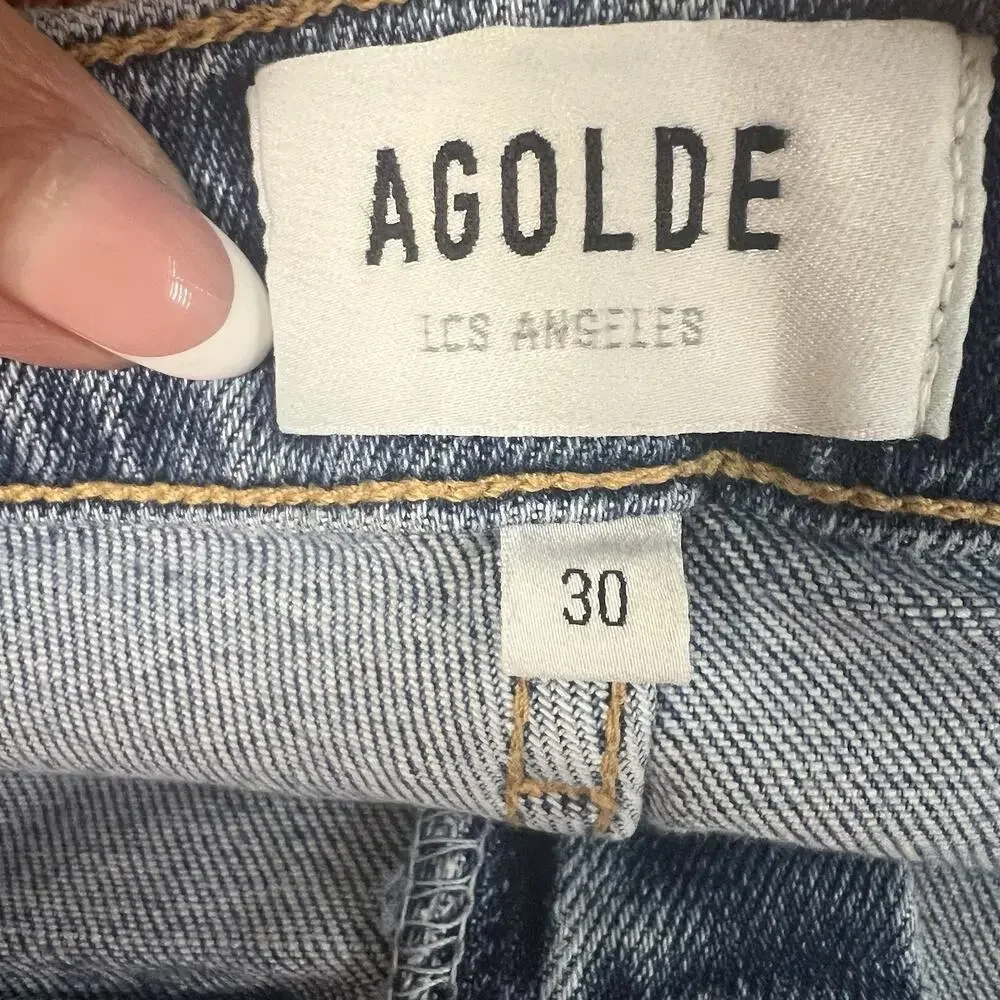 AGOLDE Pinch Waist Stovepipe Jeans Denim Size 30 Super High Rise Blue A165b - Picture 9 of 15